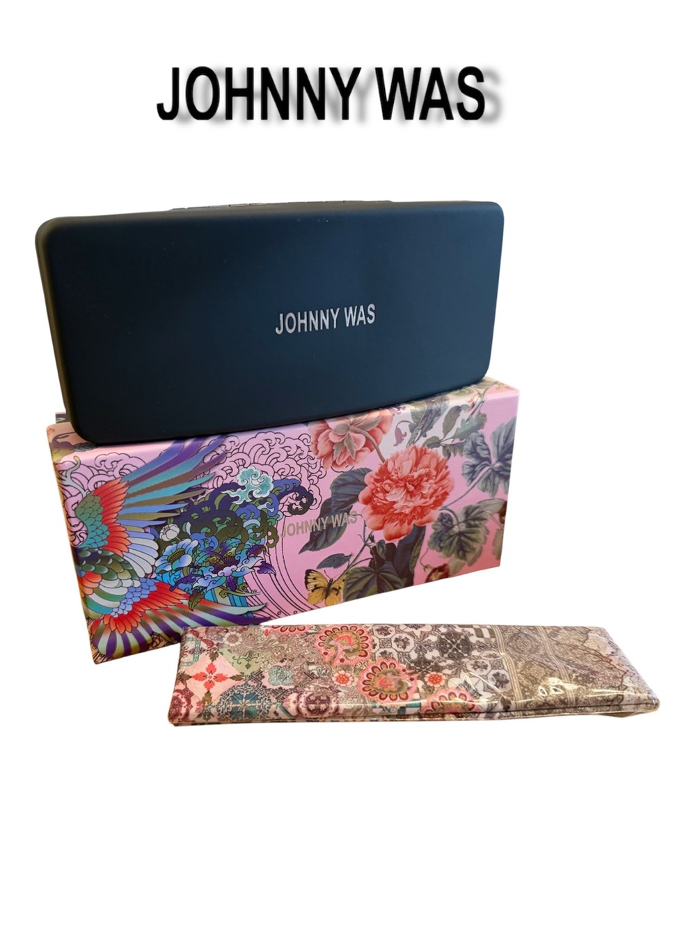 Johnny Was Sutton Printed Sunglasses Dreamer Noir Boho Square Box Set NWT - Picture 4 of 7
